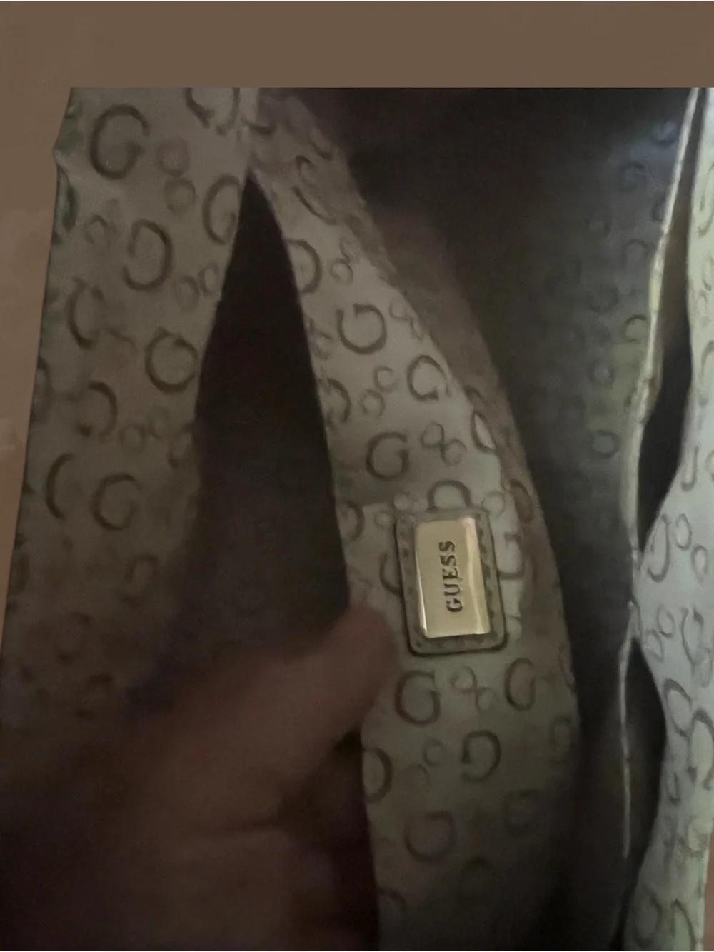 Guess Triangle Logo Tote Satchel Leather Handle Handbag